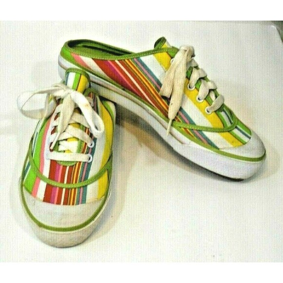 Tommy Girl by Tommy Hilfiger Canvas Sneaker Slides Striped Lace Up Size 10 M - Picture 1 of 6